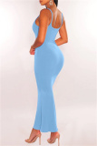 Sexy Casual Solid Backless Spaghetti Strap Long Dresses