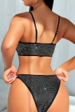 Sexy Solid Sequins Backless Swimwears (With Paddings)