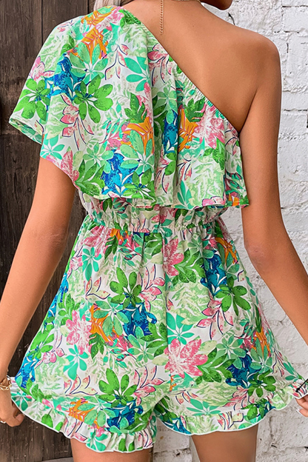 And The Why Flounce Sleeves Romper with Belt