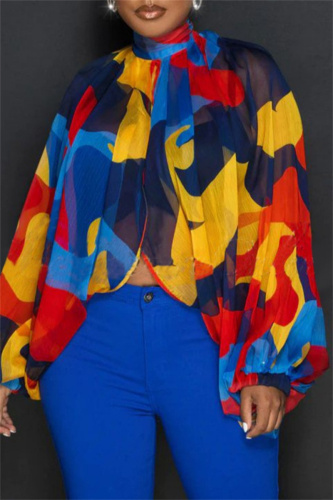 Sexy Casual Print Frenulum Backless Slit Half A Turtleneck Tops Sexy Casual Print Frenulum Backless Slit Half A Turtleneck Tops