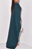 Malachite Green Casual Solid Basic O Neck Long Dress Dresses