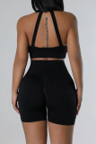 Sexy Casual Street Sportswear Daily Simplicity Patchwork Solid Color Halter Sleeveless Two Pieces