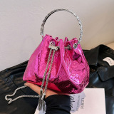 Casual Rainbow Color PU Leather Chains Bags