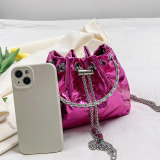 Casual Rainbow Color PU Leather Chains Bags