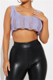 Sexy Casual Solid See-through U Neck Tops