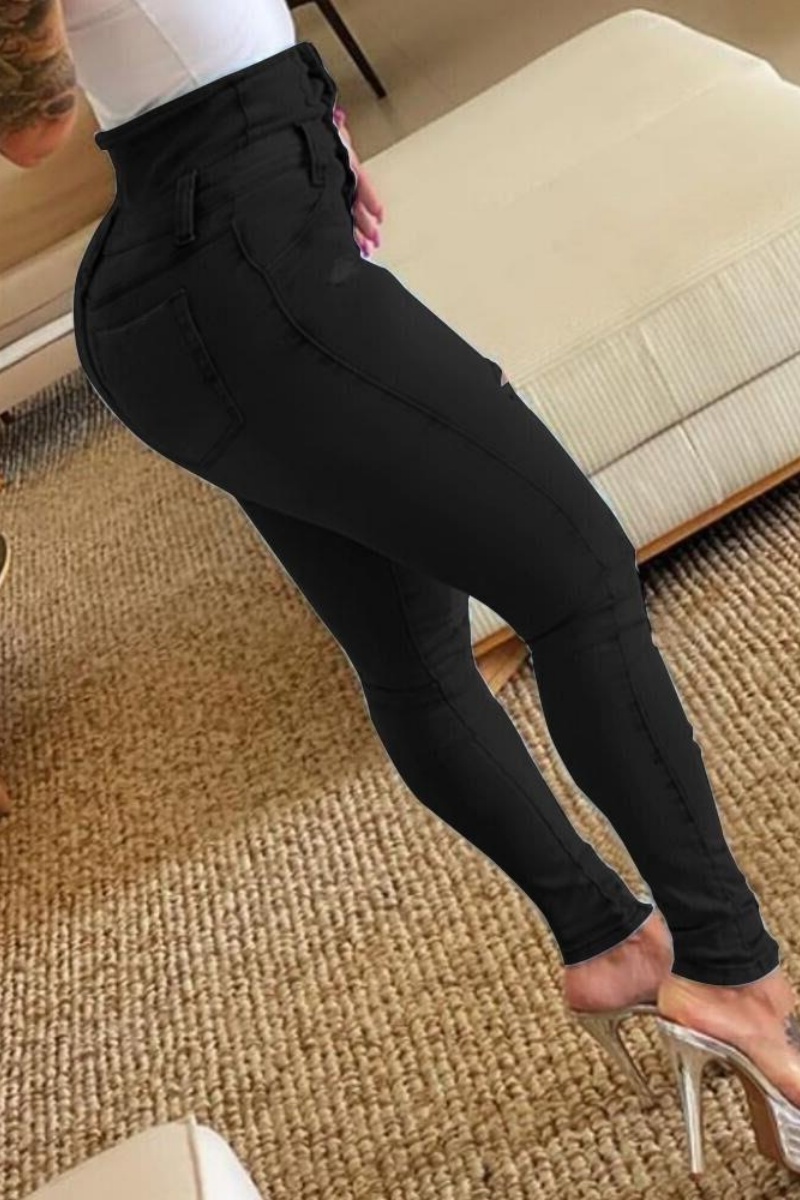 Casual Ripped High Waist Skinny Denim Jeans