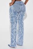 Casual Solid Tassel High Waist Regular Denim Jeans (Subject To The Actual Object)