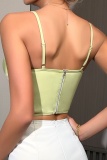 Casual Solid Patchwork Backless Asymmetrical Spaghetti Strap Tops