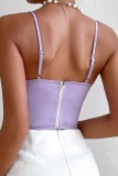 Casual Solid Patchwork Backless Asymmetrical Spaghetti Strap Tops
