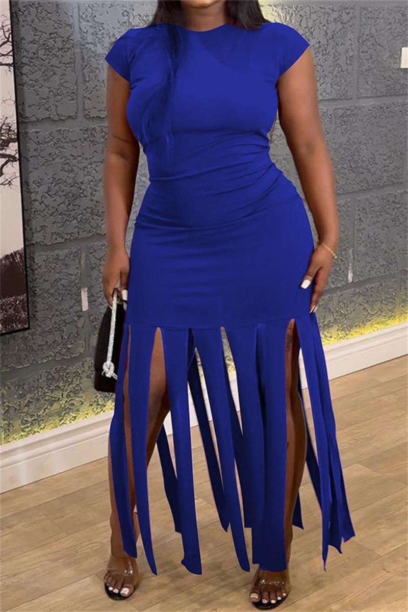 Plus Size Tie Neck Tassel Detail Long Sleeve Mini Dress main image 0