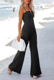 Casual Simplicity Solid Patchwork Regular Jumpsuits