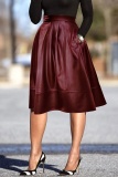 Casual Solid Basic Regular High Waist Type A Solid Color Skirt