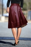 Casual Solid Basic Regular High Waist Type A Solid Color Skirt