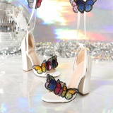 Casual Patchwork Frenulum Butterfly Pointed Out Door Wedges Shoes (Heel Height 4.53in)