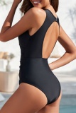 Sexy Solid Patchwork See-through Backless Swimwears (With Paddings)