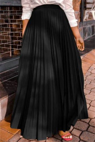 Casual Solid Fold Regular High Waist Conventional Solid Color Skirts