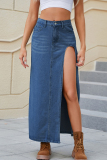 Casual Street Solid Make Old Slit High Waist Type A Solid Color Bottoms