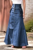 Casual Solid Patchwork Buckle High Waist Skinny Denim Skirts