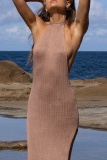 Sexy Solid Backless Slit Swimwears Cover Up