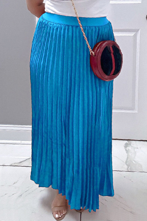 Casual Solid Pleated Regular High Waist Conventional Solid Color Skirts