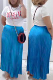 Casual Solid Pleated Regular High Waist Conventional Solid Color Skirts
