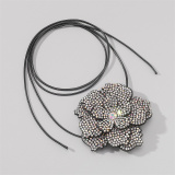 Casual Patchwork Rhinestone Flowers Necklaces