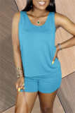 Casual Solid Basic O Neck Sleeveless Two Pieces