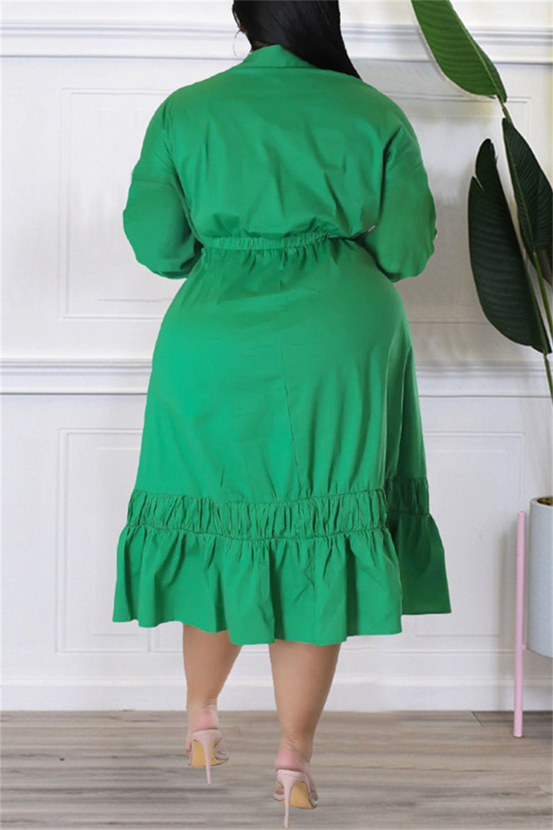 Wholesale Casual Solid Patchwork V Neck Long Sleeve Plus Size Dresses ...