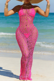 Sexy Solid Bandage Hollowed Out Patchwork 3 Piece Sets