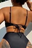 Sexy Solid Hollowed Out Patchwork Backless Swimwears (With Paddings)