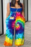 Rainbow Casual Tie Dye Backles scrop tube tops Wide Leg Jumpsuits Matching Sets Plus Size Two Pieces