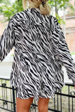 Casual Vintage Animal Print Pocket Buttons Turndown Collar Long Sleeve Two Pieces