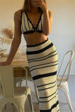 Sleeveless Backless Crop Bra Top and Long Skirt Vacation Beach Two Piece Dress
