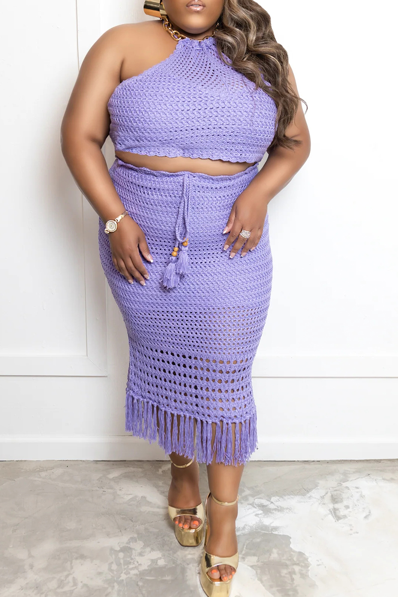 Sexy Vacation Hollowed Out Halter Two Pieces