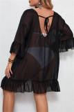 Sexy Solid See-through V Neck Beach Plus Size Dresses