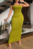 Sexy Casual Solid Bandage Backless Spaghetti Strap Long Dresses