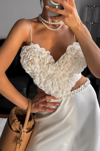 Sexy Casual Solid Heart Shaped Patchwork Backless Spaghetti Strap Tops
