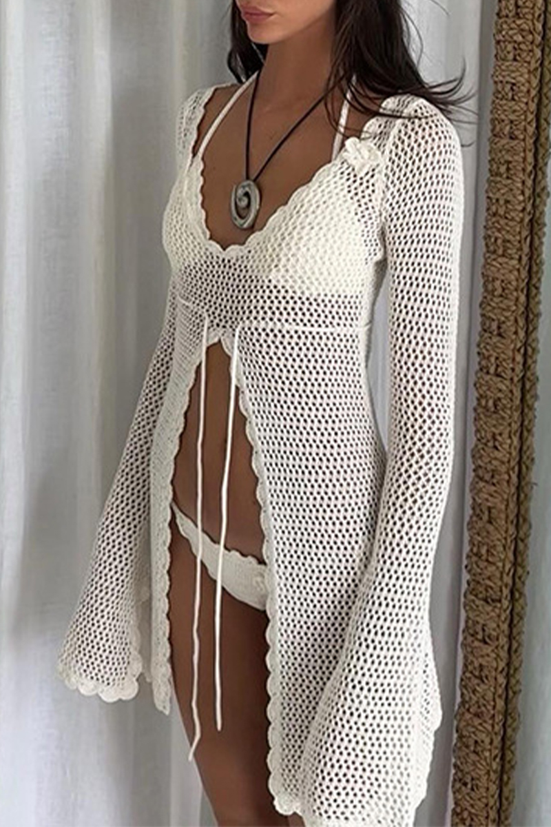 Sexy Solid Hollowed Out Slit Swimwears Cover Up