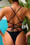 Sexy Solid Backless Cross Straps Swimwears  (With Paddings)
