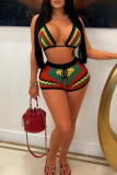 Rainbow Pride Day Outfit Knit Sleeveless Cami Crop Top and Shorts Vacation Swimwear Matching Set