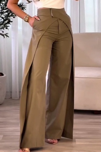 Casual Solid Patchwork Skinny High Waist Conventional Patchwork Trousers