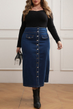 Sweet Solid Buckle One Step Skirt Plus Size