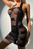Sexy Solid Patchwork See-through Backless Lingerie