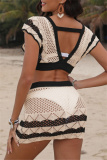 Sexy Patchwork See-through Backless Contrast Swimwears