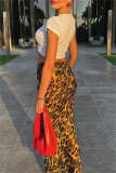 Casual Print Leopard Basic Skinny High Waist Conventional Full Print Skirts