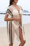 Sexy Patchwork Hollowed Out See-through Cardigan Swimwears Cover Up