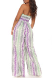 Multicolor Fashion Sexy Print Backless Strapless Regular Jumpsuits