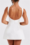Casual Solid Backless O Neck Sleeveless Dresses