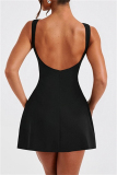 Casual Solid Backless O Neck Sleeveless Dresses