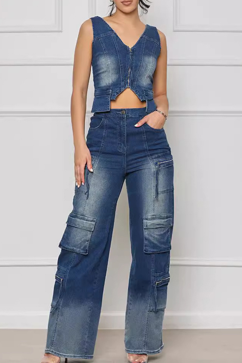 Sanhoostudio Sleeveless Padded Denim Vest Set